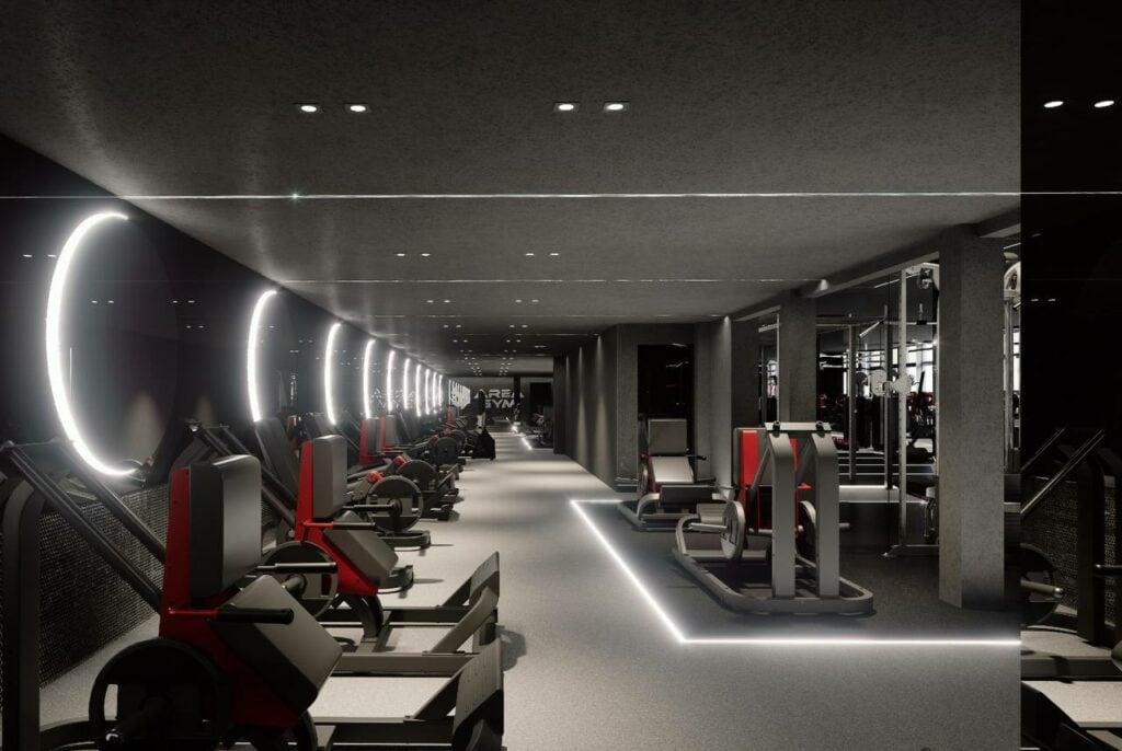 Randare a sălii Area Gym Coresi din Brașov
